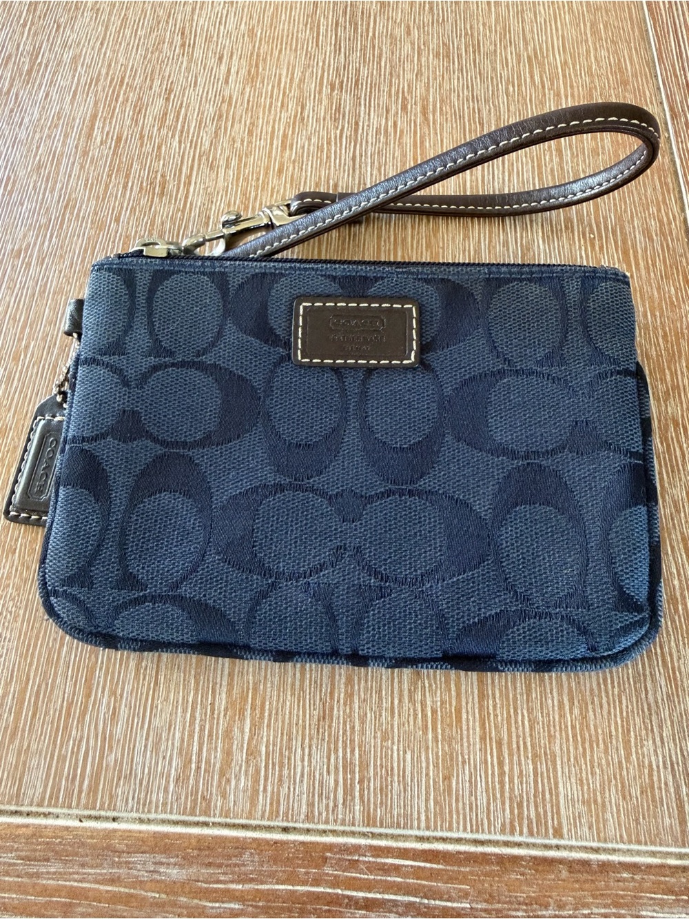 Coach Black Signature Canvas Wristlet with Leather Strap